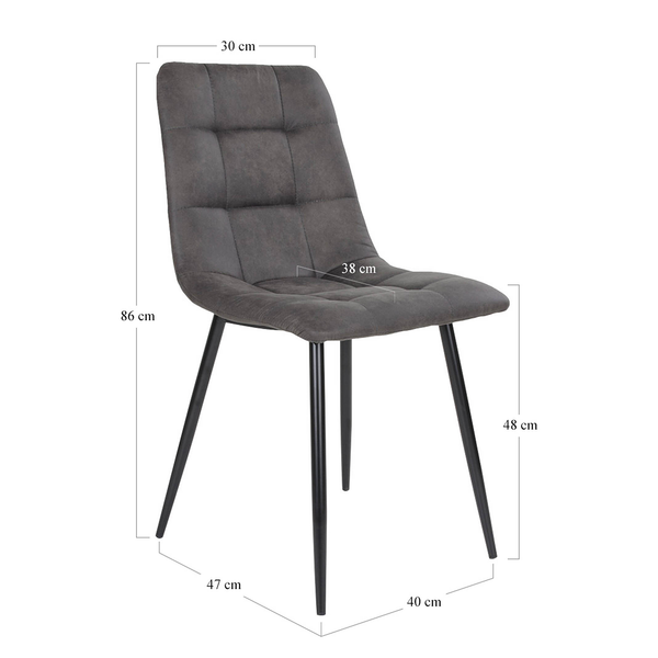 Polsterstuhl Ormoy I (2er-Set) - Microfaser / Stahl - Grau / Schwarz