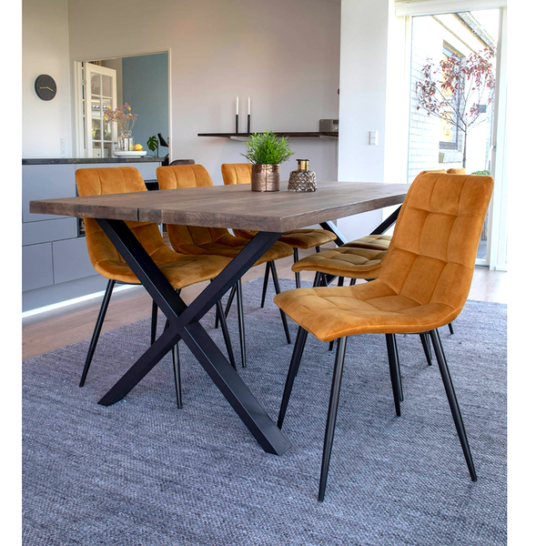 Esszimmerstuhl Middelfart 2er-Set - Stahl - Currygelb