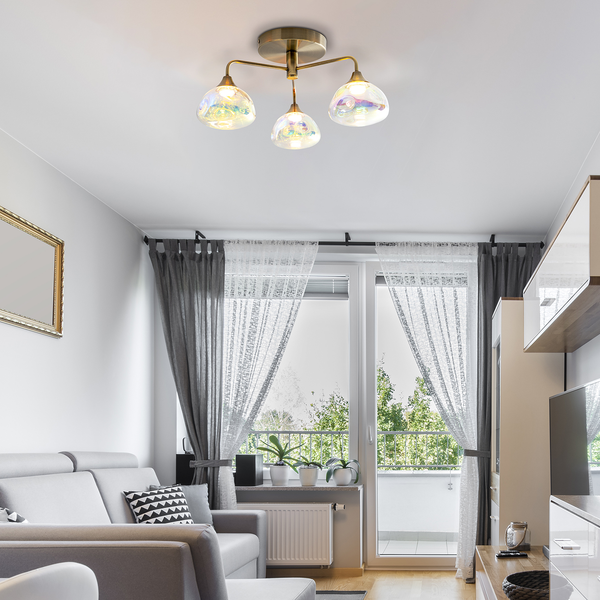LED-Deckenleuchte Varna - Klarglas / Eisen - 3-flammig