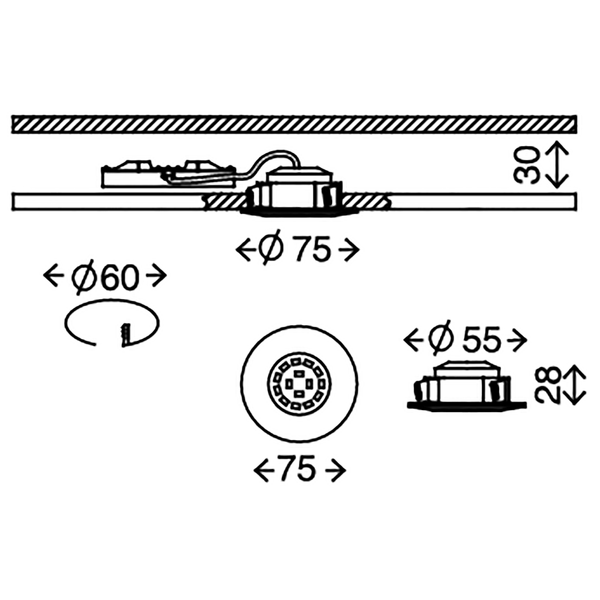 LED-Einbauleuchte  Attach One - Polycarbonat / Eisen - 3-flammig