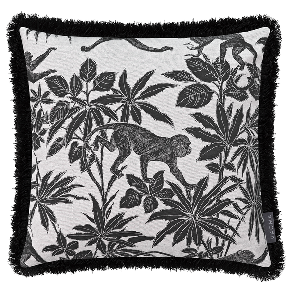 Kissenbezug Monkey - Baumwollstoff - Schwarz