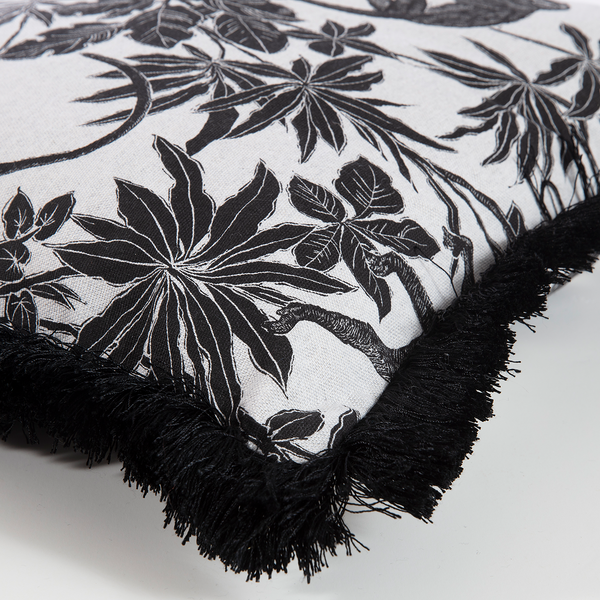 Kissenbezug Monkey - Baumwollstoff - Schwarz