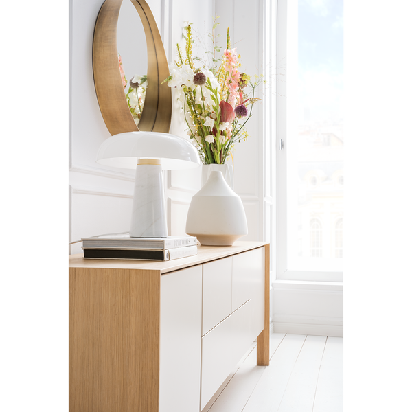 Tischleuchte Glossy - Opalglas / Marmor - 1-flammig