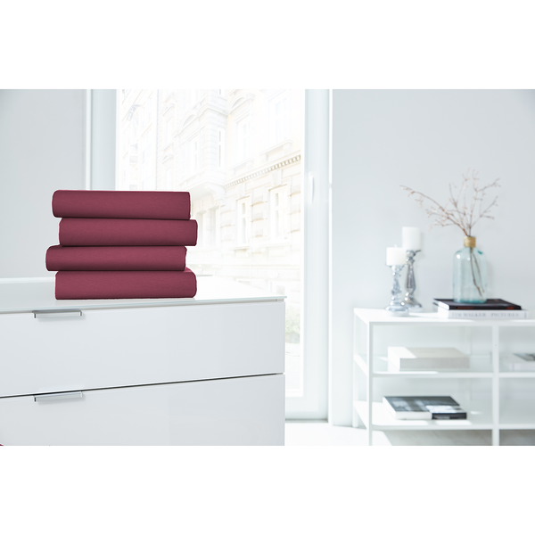 Boxspring-Elastan-Spannbettttuch - Baumwolle / Elastan - Bordeaux - 190 x 200 cm