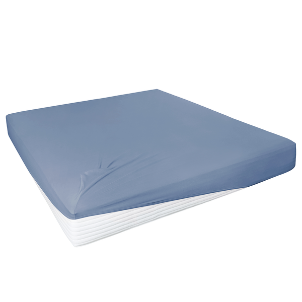 Boxspring-Elastan-Spannbettttuch - Baumwolle / Elastan - Blau - 190 x 200 cm