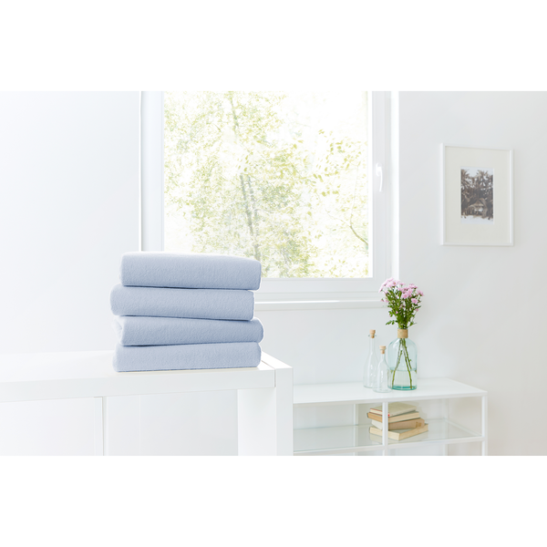 Teddy-Flausch-Spannbetttuch Sotta - Baumwolle / Polyester - Mauve - Skyblau Feinwelle - 100 x 200 cm