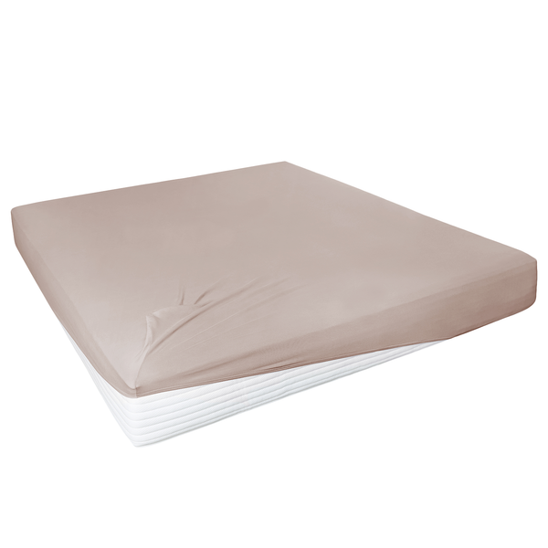 Boxspring-Elastan-Spannbettttuch - Baumwolle / Elastan - Cappuccino - 150 x 200 cm