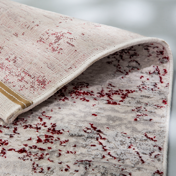 Kurzflorteppich Noa I - Kunstfaser - Rot / Creme - 80 x 150 cm