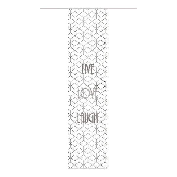 Schiebevorhang Live Laugh Love - Polyester - Grau - 1er Set