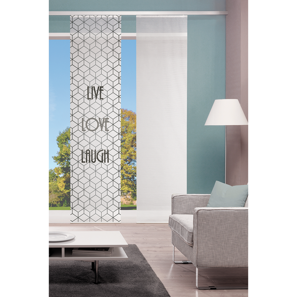 Schiebevorhang Live Laugh Love - Polyester - Grau - 1er Set
