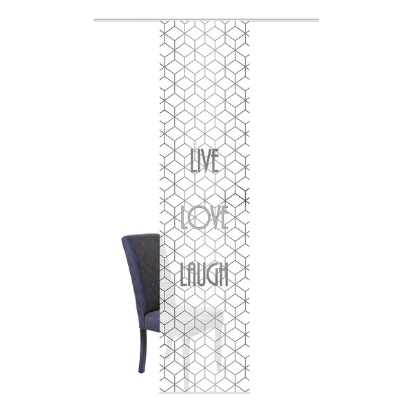 Schiebevorhang Live Laugh Love - Polyester - Grau - 1er Set
