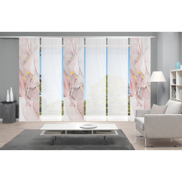 Schiebevorhang Marmosa II - Polyester - Rosé - 6er Set