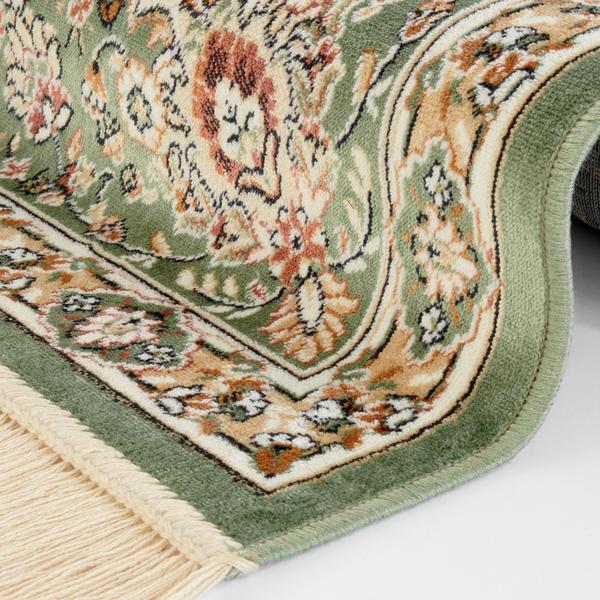 Kurzflorteppich Antik Nain - Viskose / Baumwolle - Grün - 95 x 140 cm