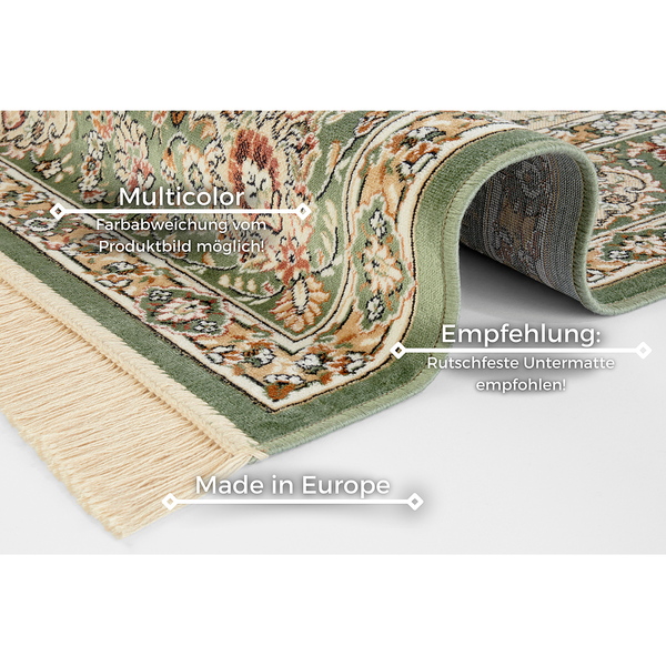 Kurzflorteppich Antik Nain - Viskose / Baumwolle - Grün - 95 x 140 cm