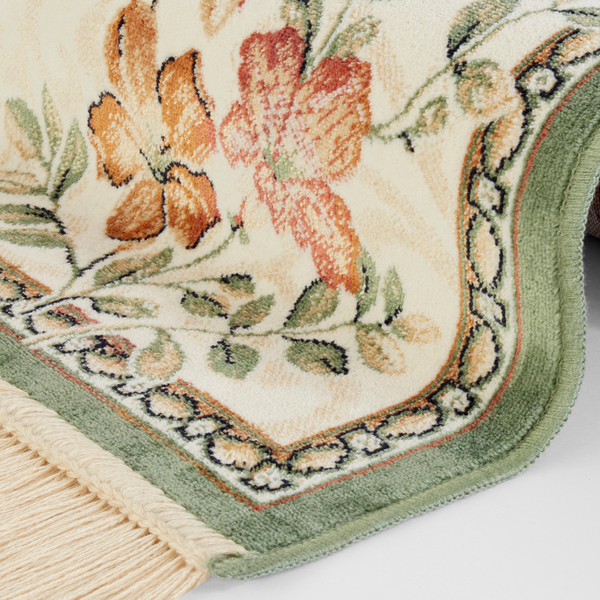 Kurzflorteppich Oriental Flowers - Viskose / Baumwolle - Grün - 95 x 140 cm