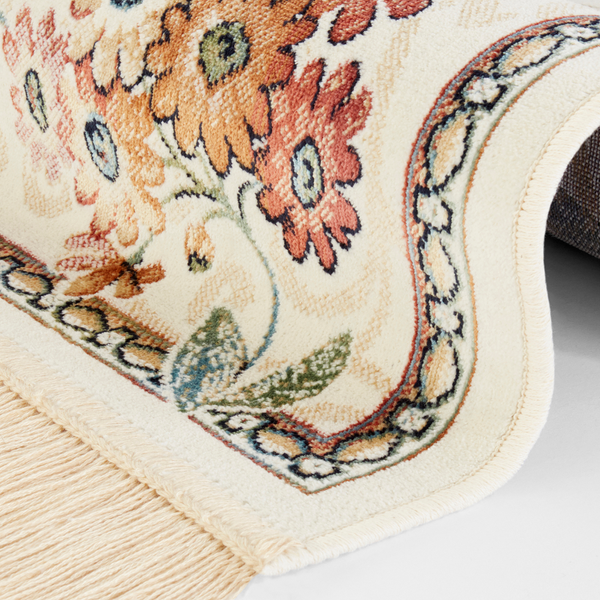 Kurzflorteppich Oriental Flowers - Viskose / Baumwolle - Creme - 160 x 230 cm