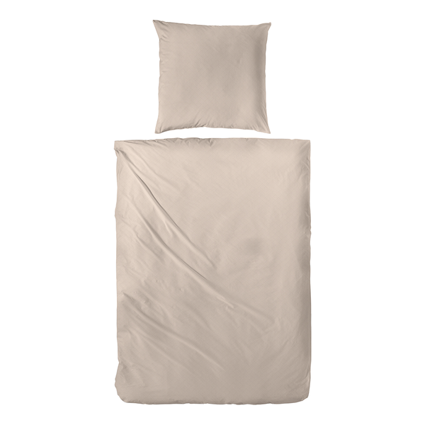 Mako-Satin Bettwäsche Falsches Uni - Baumwolle - Beige - 155 x 220 cm + Kissen 80 x 80 cm