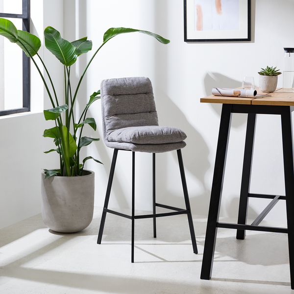 Barstuhl Tillac - Webstoff / Stahl - Grau meliert / Schwarz