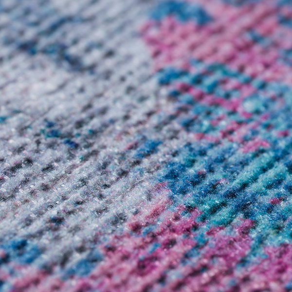 Kurzflorteppich Prima I - Polyester - Grau / Blau - 80 x 150 cm