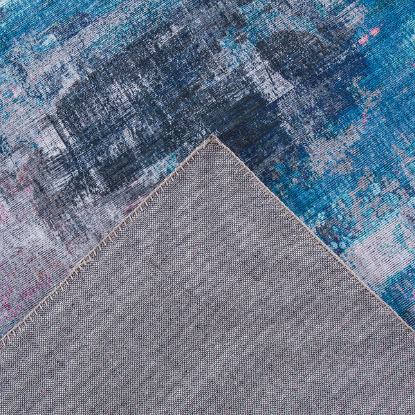 Kurzflorteppich Prima I - Polyester - Grau / Blau - 80 x 150 cm