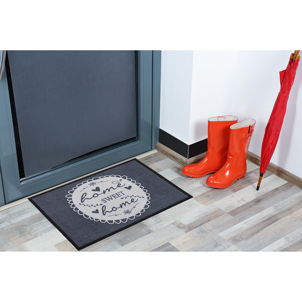 Fußmatte Trautes Heim - Gummi - Grau / Weiß