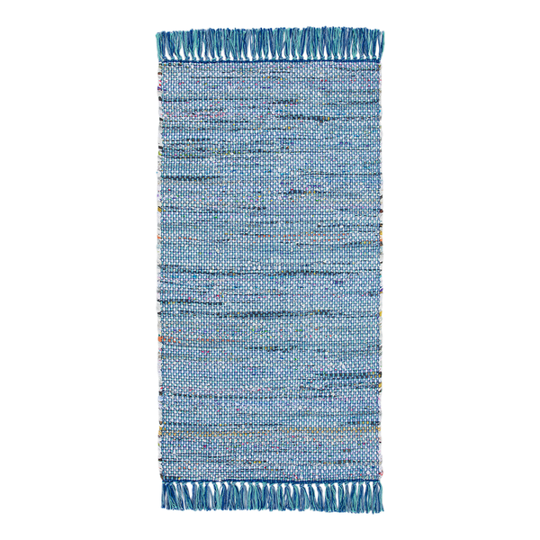 Wollteppich Frida - Baumwolle - Blau - 60 x 120 cm