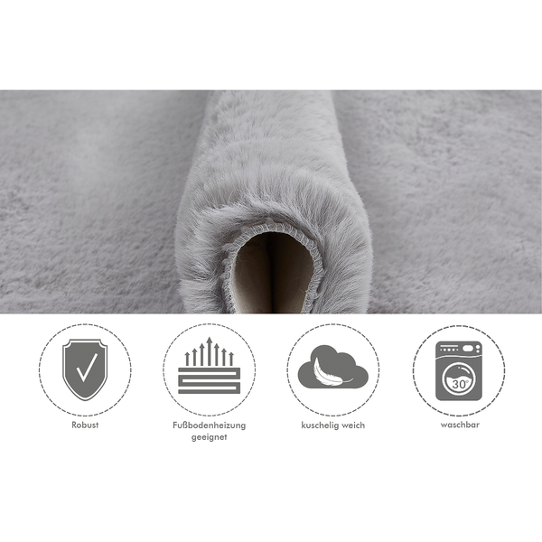 Fellteppich Cingoli - Polyester - Grau
