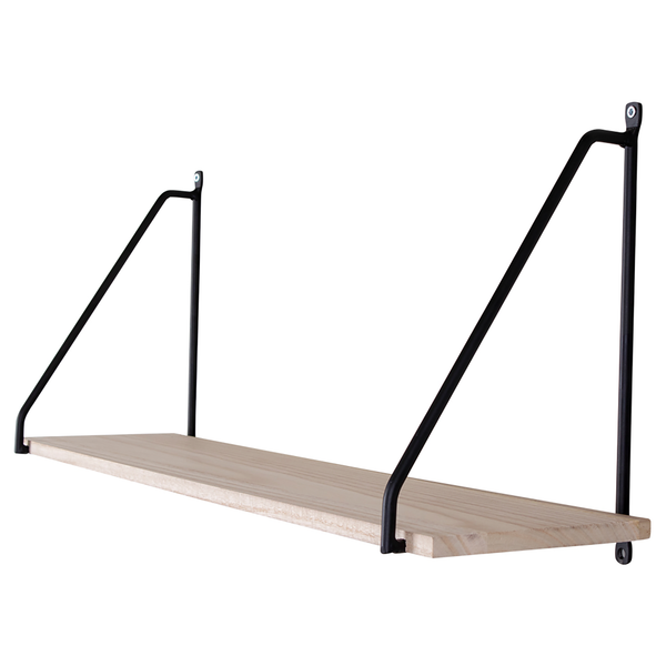 Wandregal Bucilly - Paulownia massiv / Metall - Paulownia / Schwarz