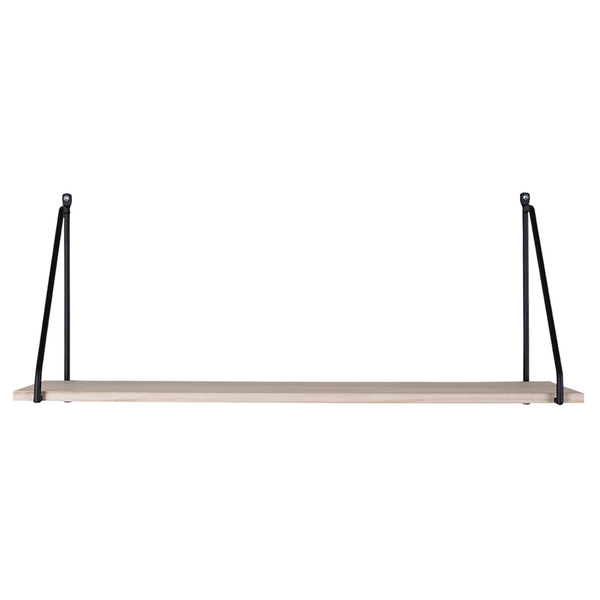 Wandregal Bucilly - Paulownia massiv / Metall - Paulownia / Schwarz