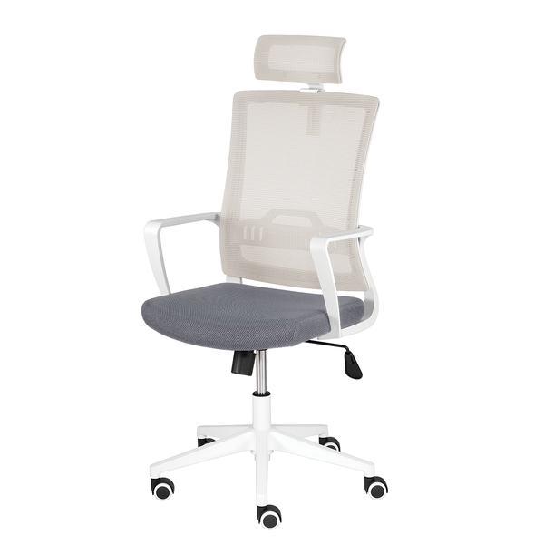 Bürodrehstuhl mySTUDIO - Flachgewebe & Netzstoff / Kunststoff - Grau - Weiß