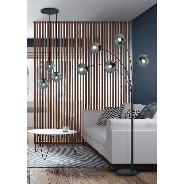 Pendelleuchte Balini I - Glas / Aluminium - 3-flammig - Schwarz