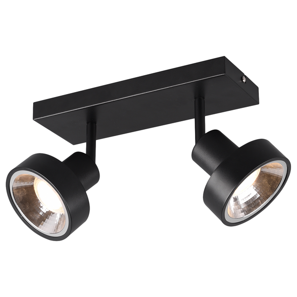 Deckenleuchte Leon - Aluminium - Schwarz - Flammenanzahl: 2