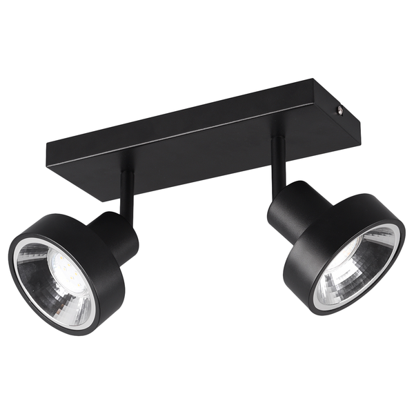 Deckenleuchte Leon - Aluminium - Schwarz - Flammenanzahl: 2