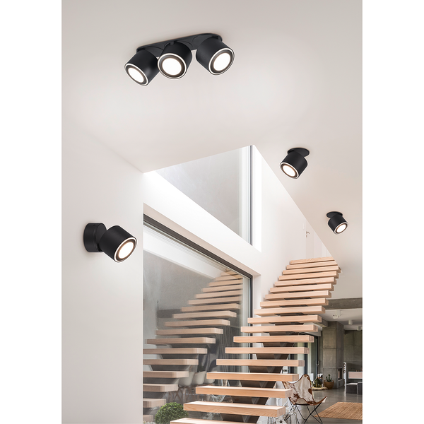 LED-Deckenleuchte Taurus - Polyethylen / Aluminium - Schwarz - Flammenanzahl: 1