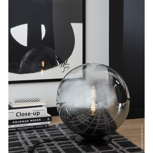 Tischleuchte Mirror - Rauchglas / Eisen - 1-flammig - Durchmesser: 30 cm