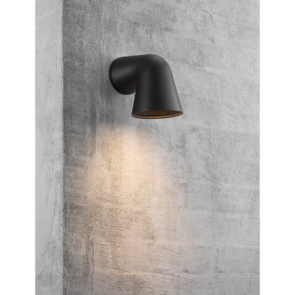Wandleuchte Front Single - Aluminium - 1-flammig - Schwarz