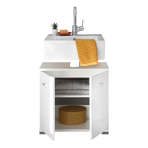Waschbeckenunterschrank Wyntoon - Hochglanz Weiß - Breite: 60 cm
