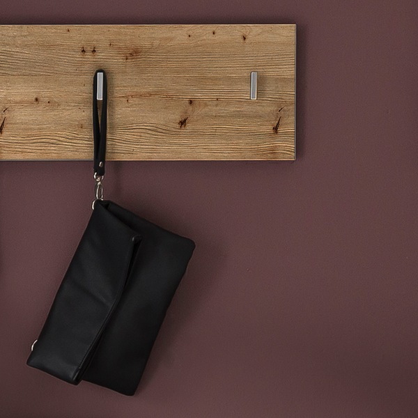 Wandgarderobe Liffre - Eiche Artisan Dekor / Hochglanz Weiß