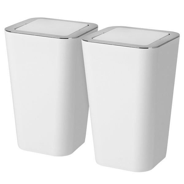 Schwingdeckeleimer Candy 6L (2er-Set) - Kunststoff - Weiß