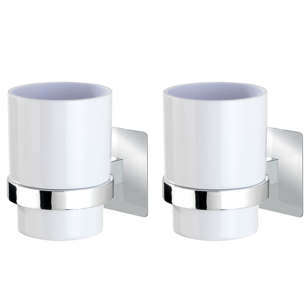 Zahnputzbecher Quadro (2er-Set) - Kunststoff - Silber
