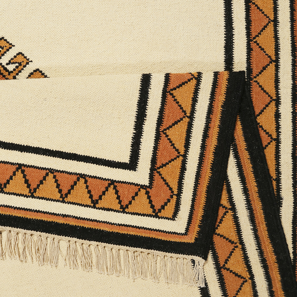 Wollteppich Afoud - Schurwolle - Weiß / Terracotta - 80 x 150 cm