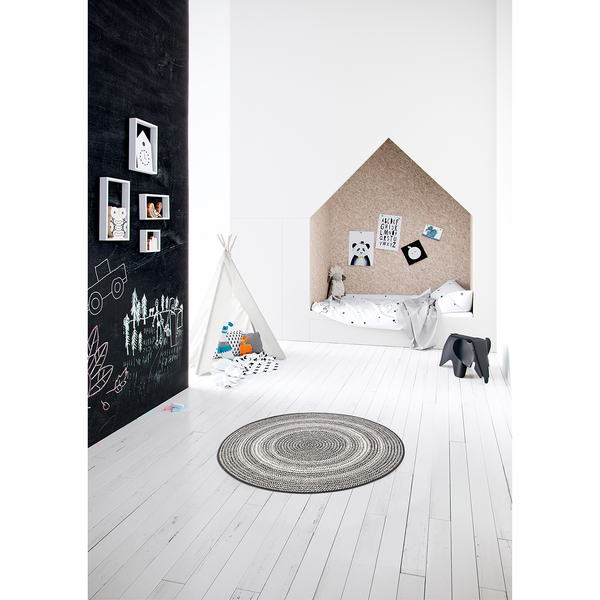 In-/Outdoorteppich Essenza VI - Polypropylen - Schwarz / Weiß