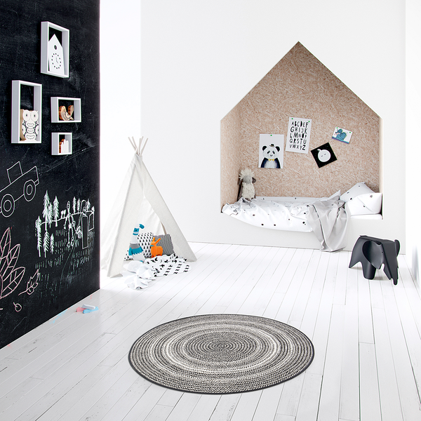 In-/Outdoorteppich Essenza VI - Polypropylen - Schwarz / Weiß