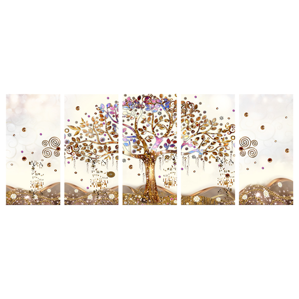 Wandbild Dazzling Tree - Leinwand - Beige - 200 x 80 cm
