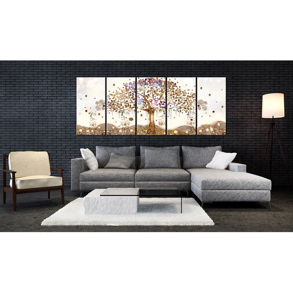 Wandbild Dazzling Tree - Leinwand - Beige - 200 x 80 cm