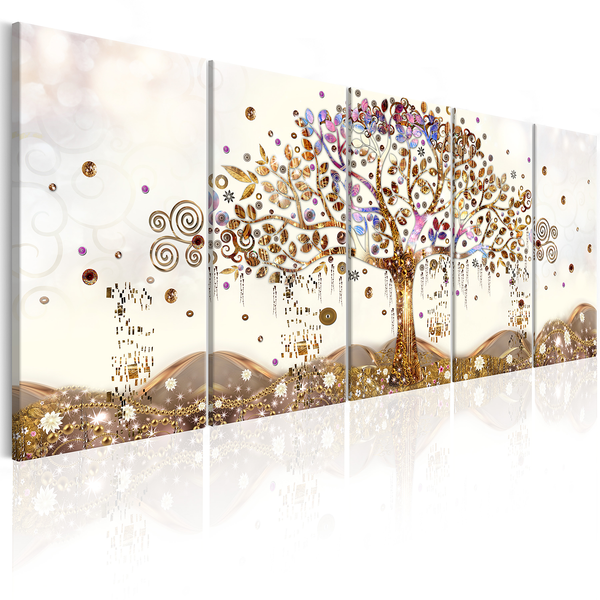 Wandbild Dazzling Tree - Leinwand - Beige - 200 x 80 cm