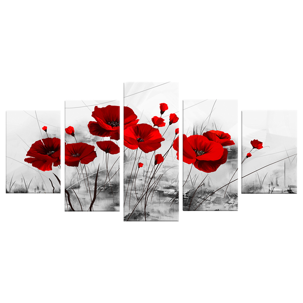 Wandbild Mohnblumen - Leinwand - Rot - 200 x 100 cm