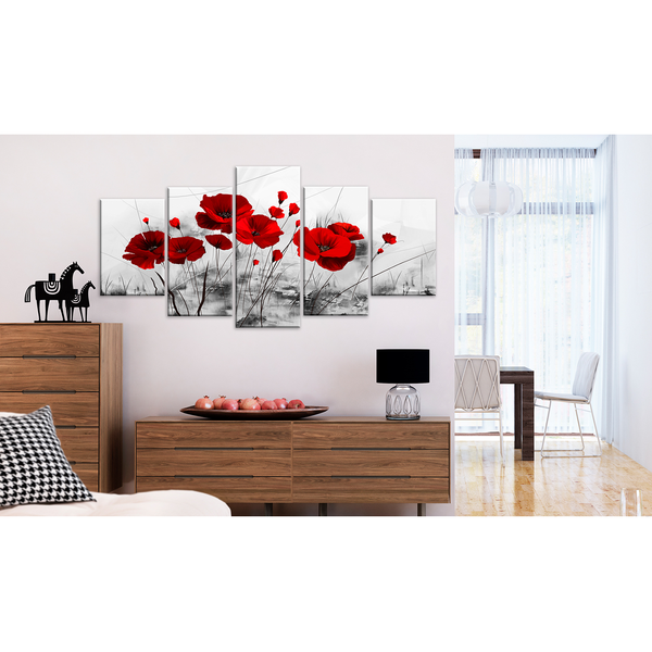 Wandbild Mohnblumen - Leinwand - Rot - 200 x 100 cm