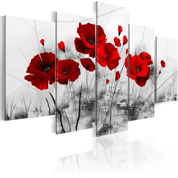 Wandbild Mohnblumen - Leinwand - Rot - 200 x 100 cm