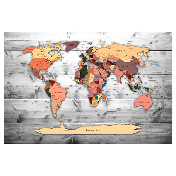 Korkbild Direction World - Kork - Gelb - 60 x 40 cm